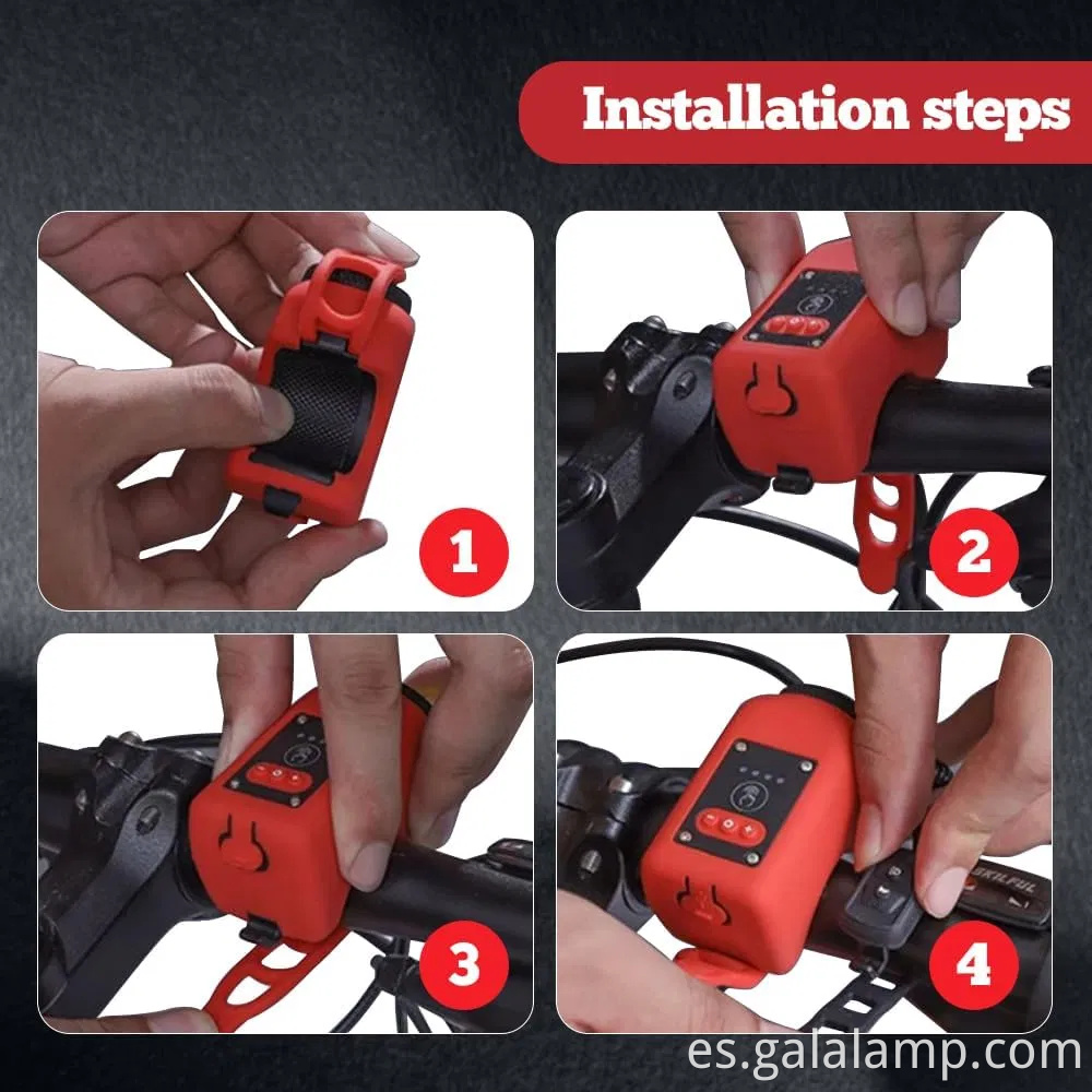 Luz de bicicleta con bocina de decibelio alto y carga USB